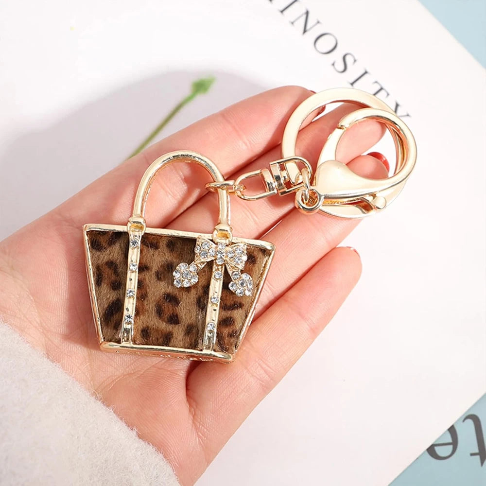 Leopard Print Bag Keychain