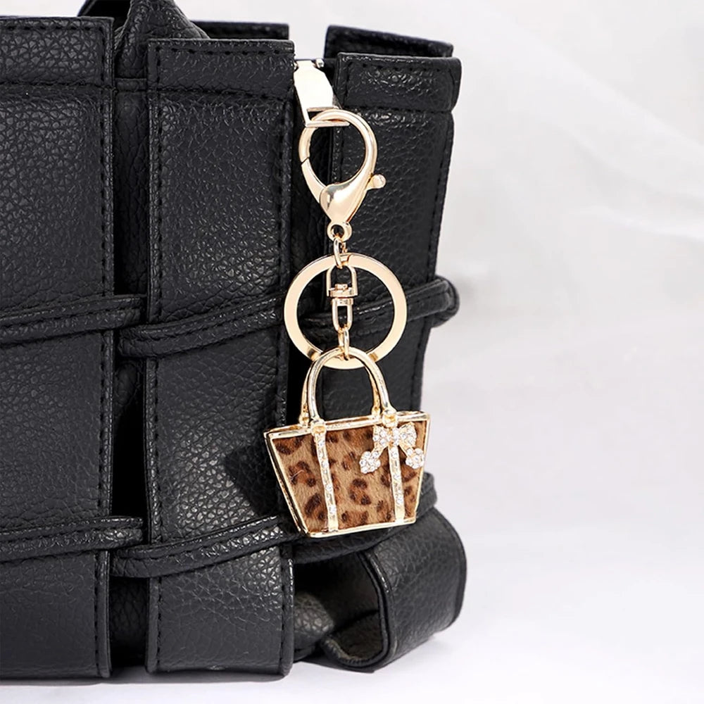 Leopard Print Bag Keychain