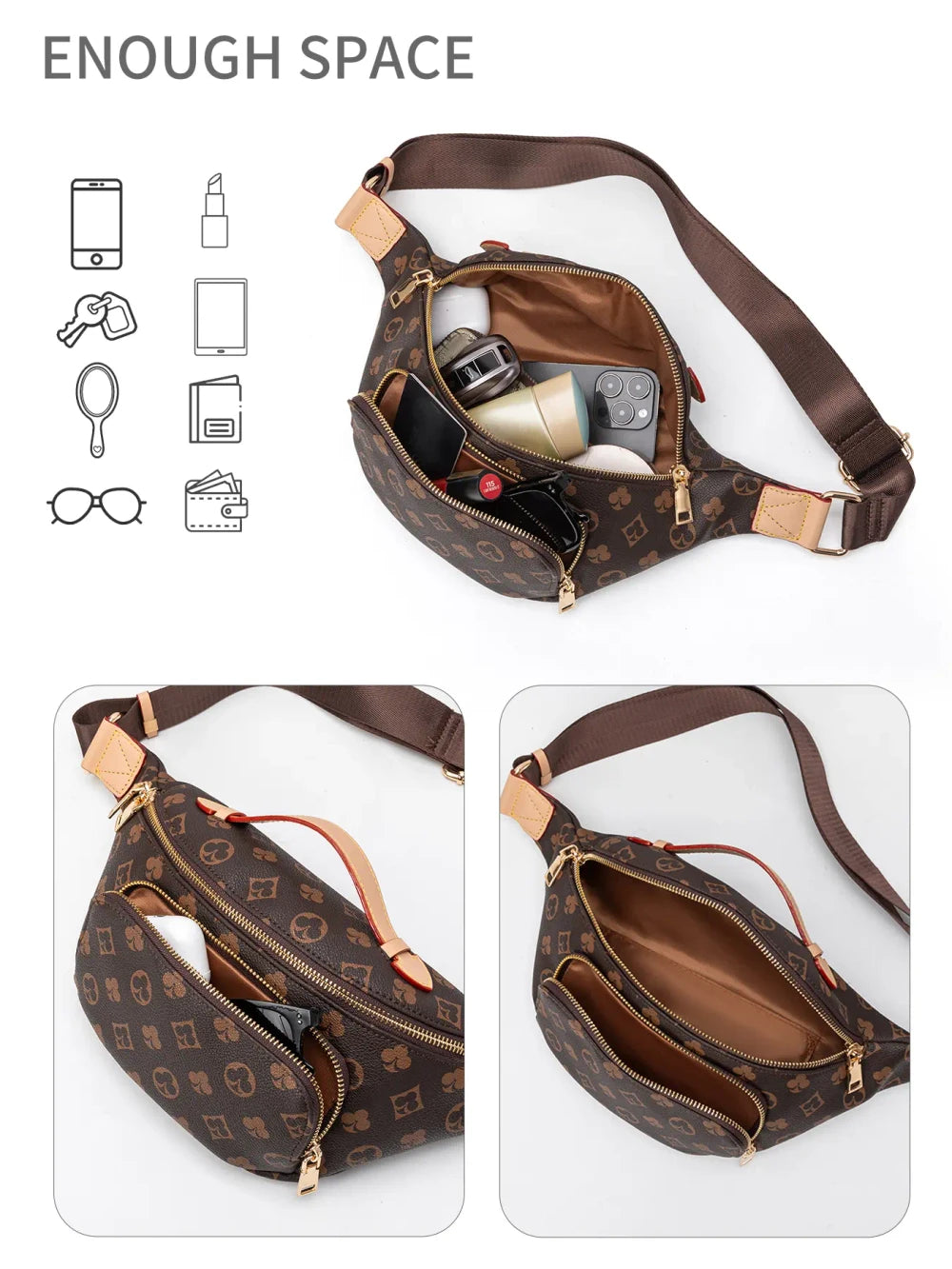 Printed Commuter Crossbody Bag – Classic Print