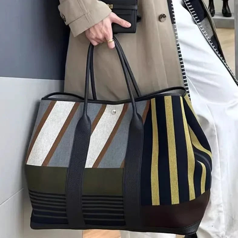 Striped Commuter Tote Bag