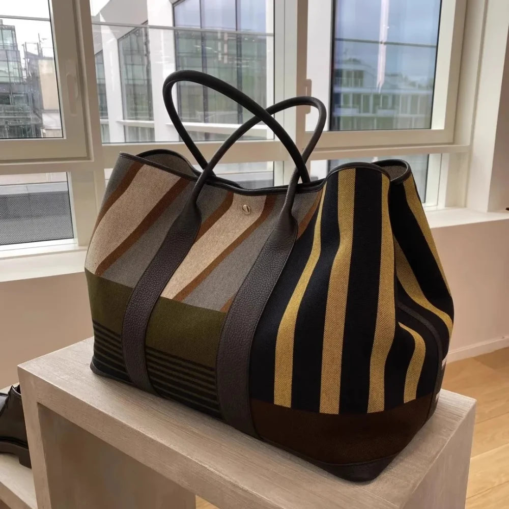 Striped Commuter Tote Bag
