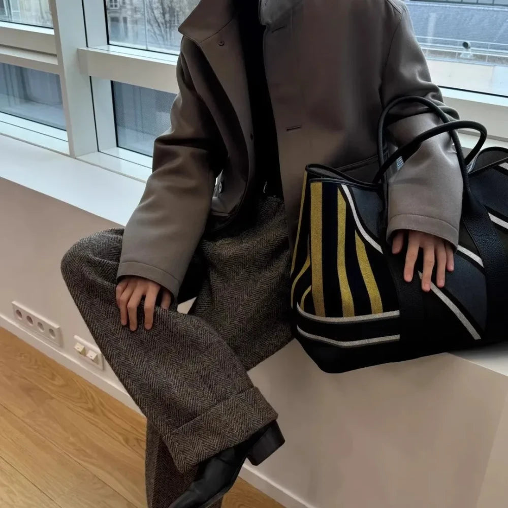 Striped Commuter Tote Bag