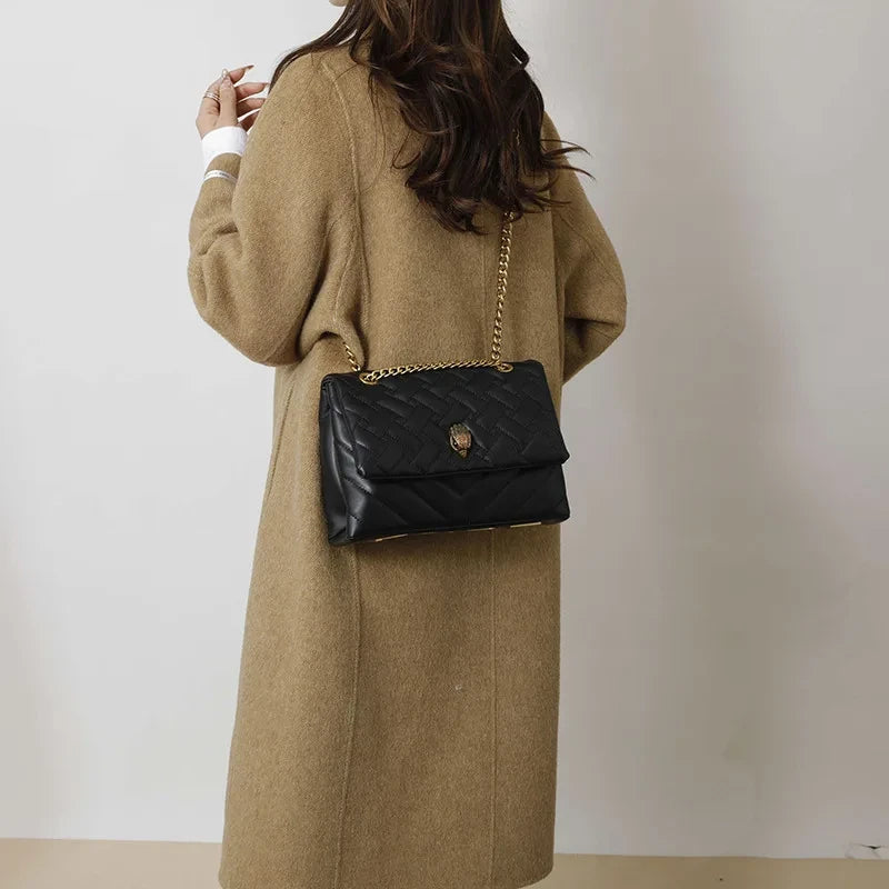 Textured Rhombus Embroidered Crossbody Bag