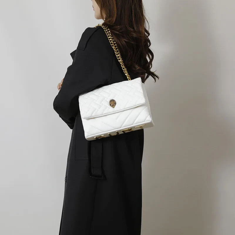 Textured Rhombus Embroidered Crossbody Bag