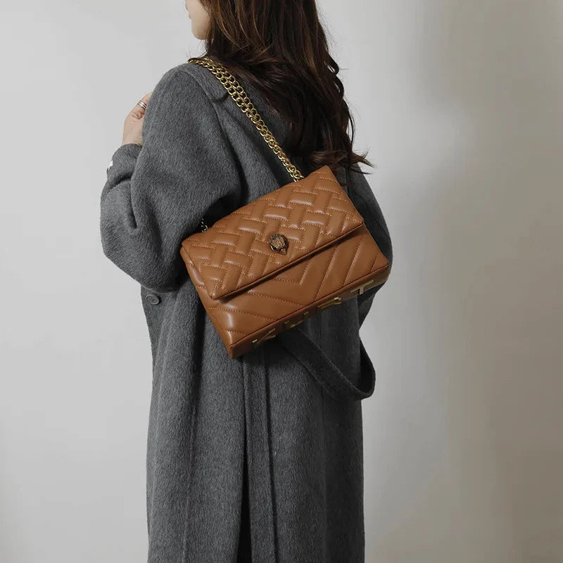 Textured Rhombus Embroidered Crossbody Bag