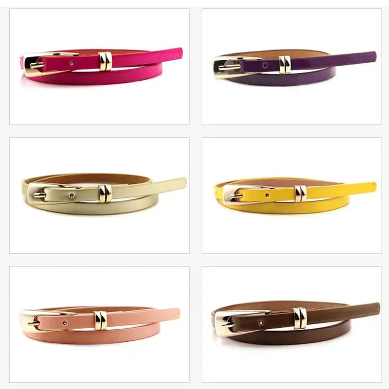 Women's Candy Color Leather Bow Belt | Skinny Waist Belt in 15 Colors