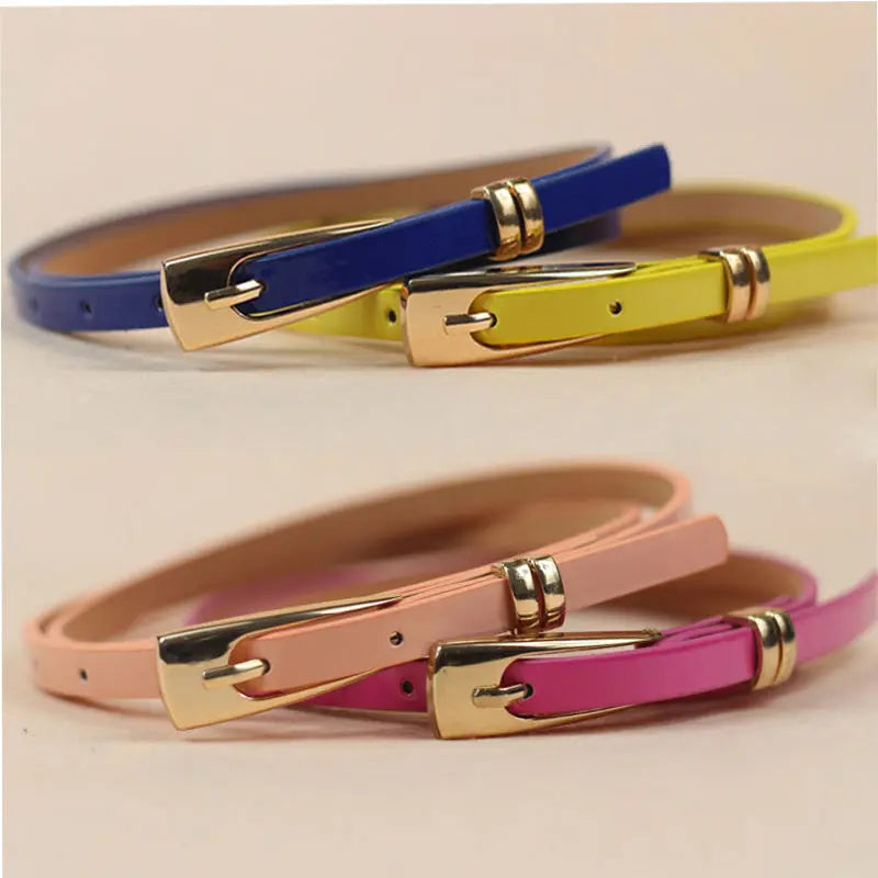 Women's Candy Color Leather Bow Belt | Skinny Waist Belt in 15 Colors