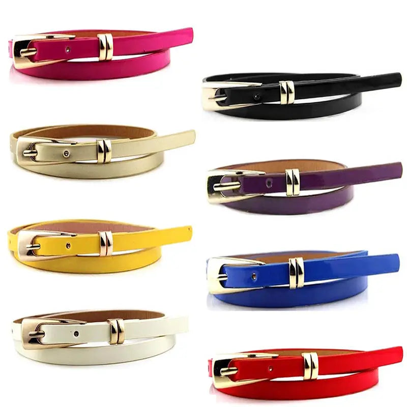 Women's Candy Color Leather Bow Belt | Skinny Waist Belt in 15 Colors
