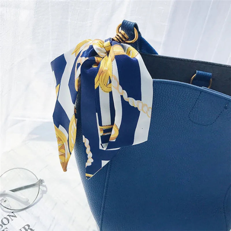 1PC Hot Mini Twill Floral Scarf Handle Tie Bag Belt Strap Handbag Accessories Headband Ribbon Bow Tie Decoration Bag Accessories