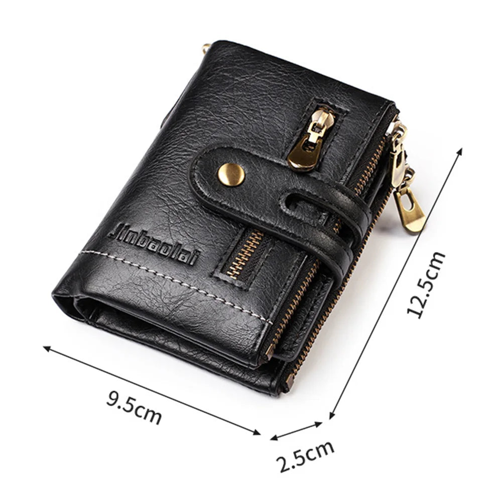 Men's Vintage PU Leather Chain Wallet | Short Card Holder & Coin Purse