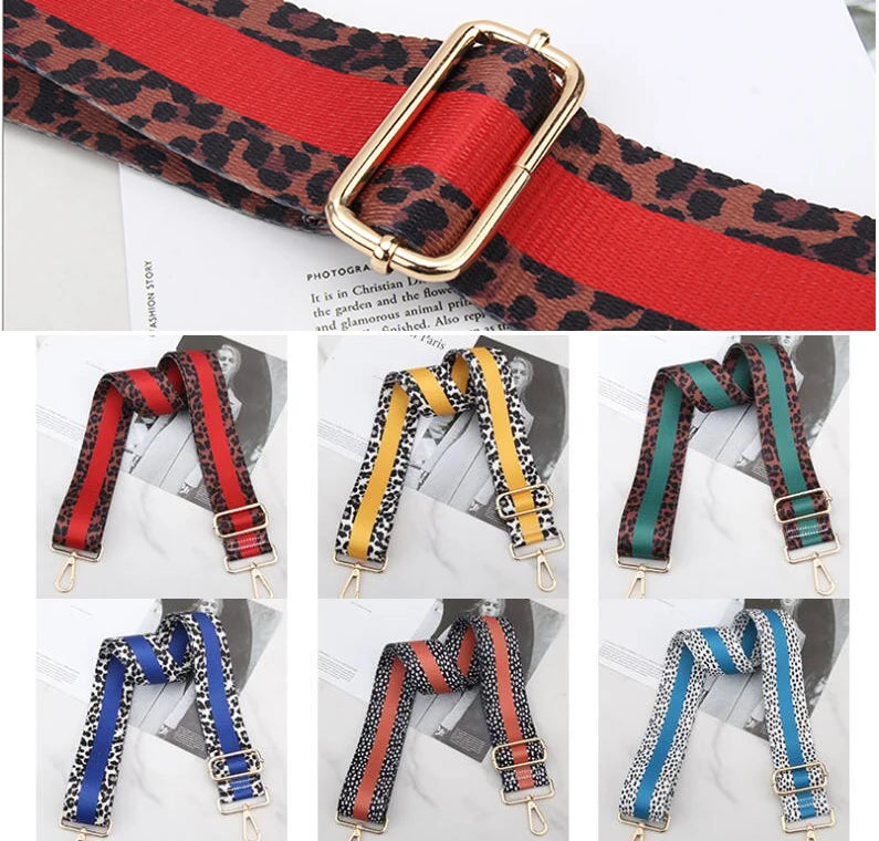 Wide Dalmatian Print Bag Strap – Adjustable Crossbody Replacement Strap with Gold Hardware