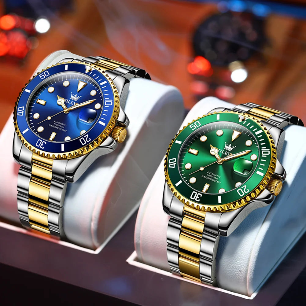 OLEVS 6650 Luxury Automatic Watch Men Mechanical Movement Waterproof Sports Top Brand Stainless Steel Wristwatch Reloj Hombre