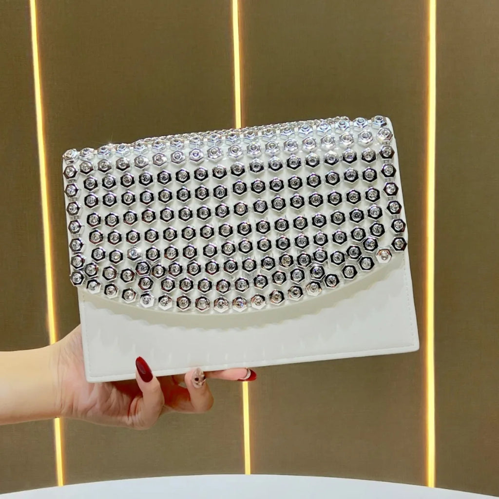 diamond-encrusted armpit elegant temperament dinner  versatile chain  temperament rhinestone hand carry messenger bag