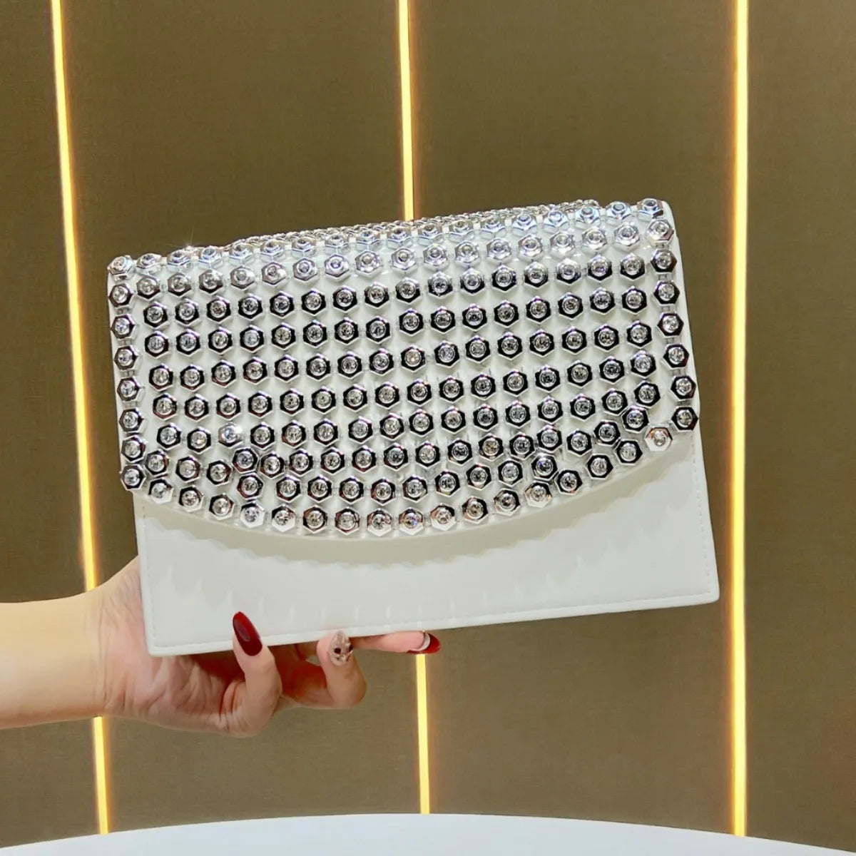 diamond-encrusted armpit elegant temperament dinner  versatile chain  temperament rhinestone hand carry messenger bag