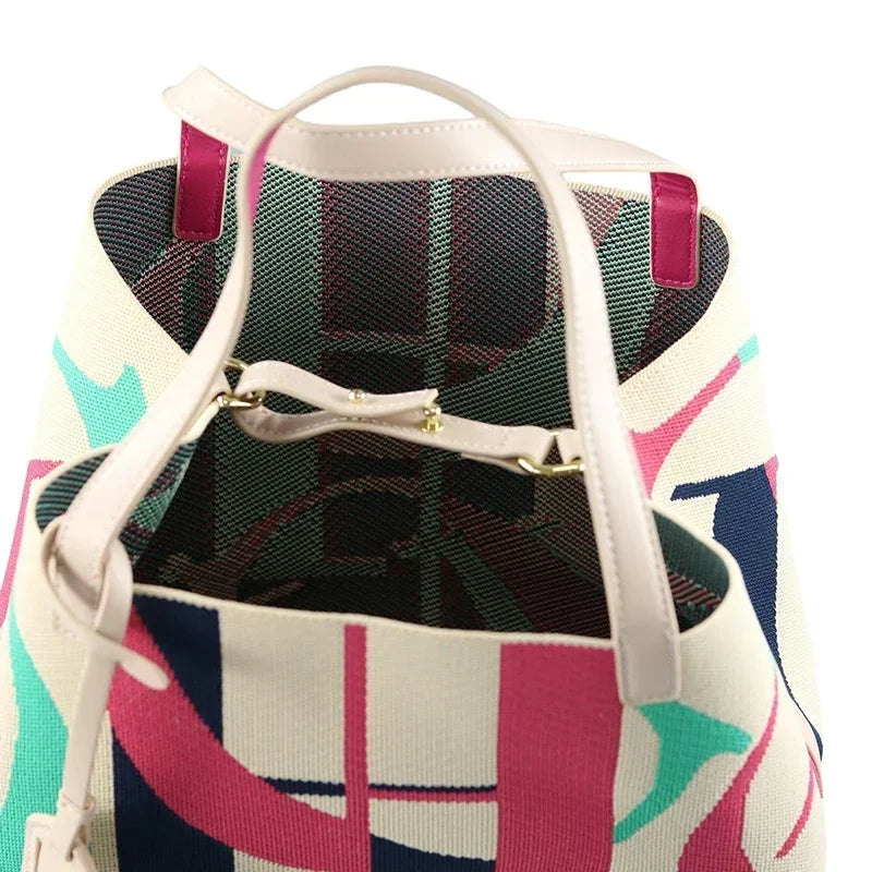 CH Tote Bag Women Letter Knit Handbag Large Capacity Top Shoulder Bag Fashion Daily Shopping Commuter Ladies Crossbody Purse