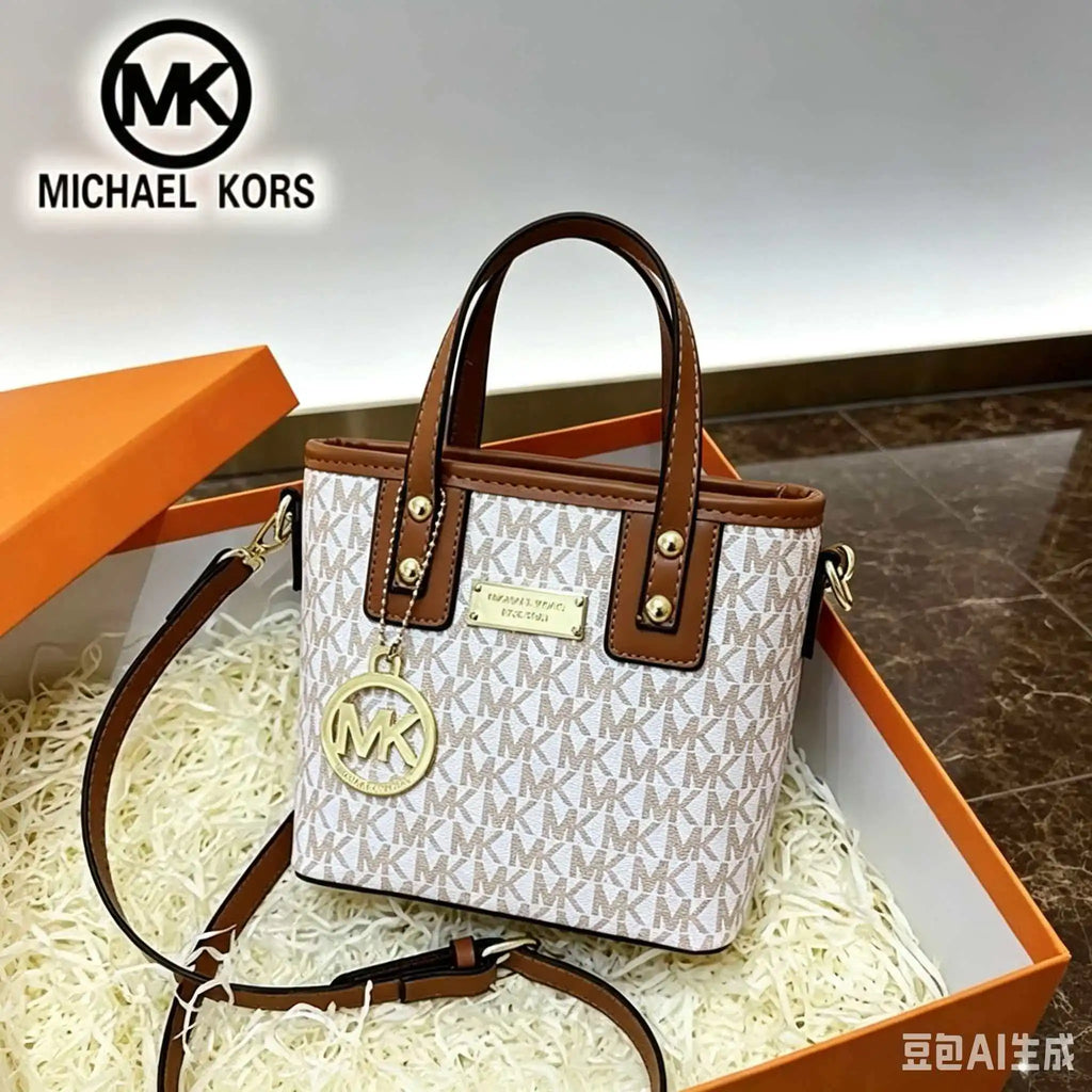 Michael Kors authentic 2026 women's shoulder and crossbody bag, high-quality stylish casual MK classic print, girls' mini bag, t