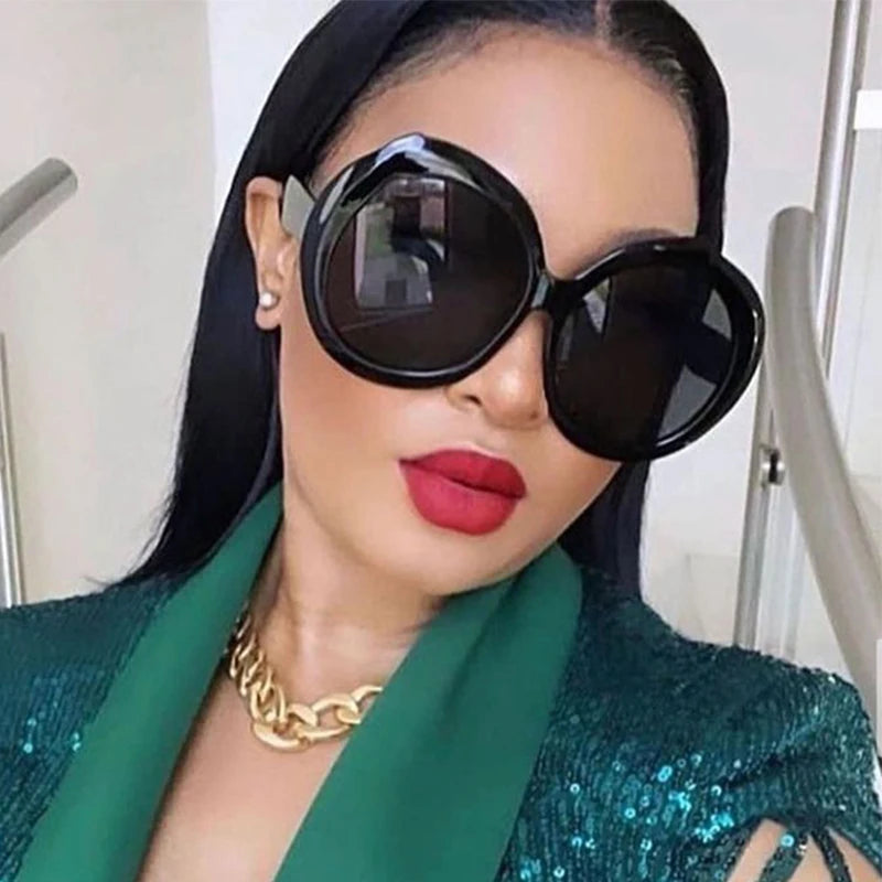 Oversized Round Sunglasses Women Men Luxury Brand Big Frame Sun Glasses Goggles Large Black Shades Unisex Riding Eyeglasses