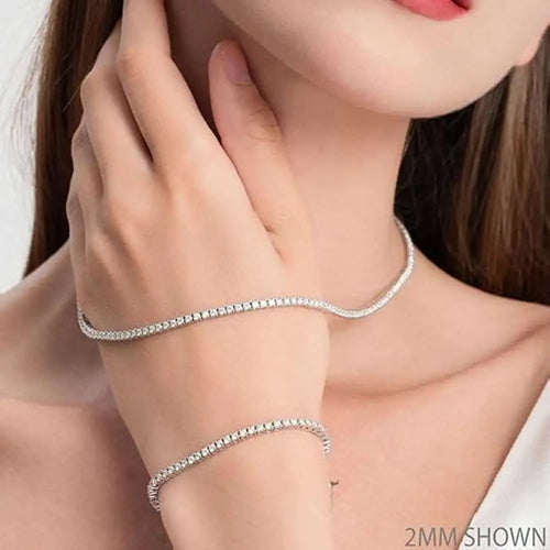 2mm Moissanite Tennis Bracelet | 18K Gold Plated VVS Lab Diamond Bracelet with GRA Certificate