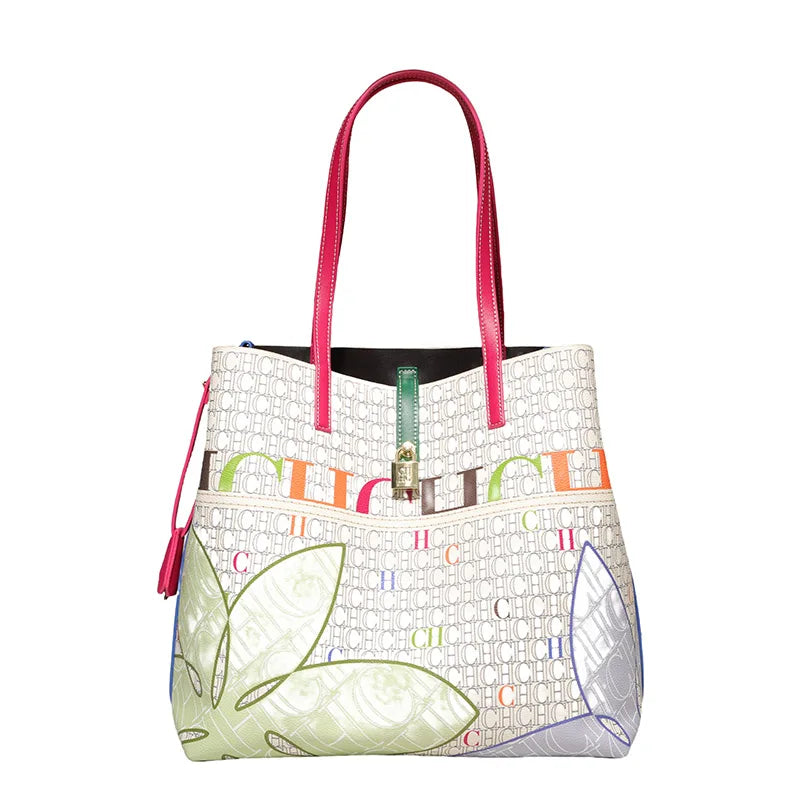 CH Luxury Printed Bucket Bag | Metal Lock Shoulder Handbag