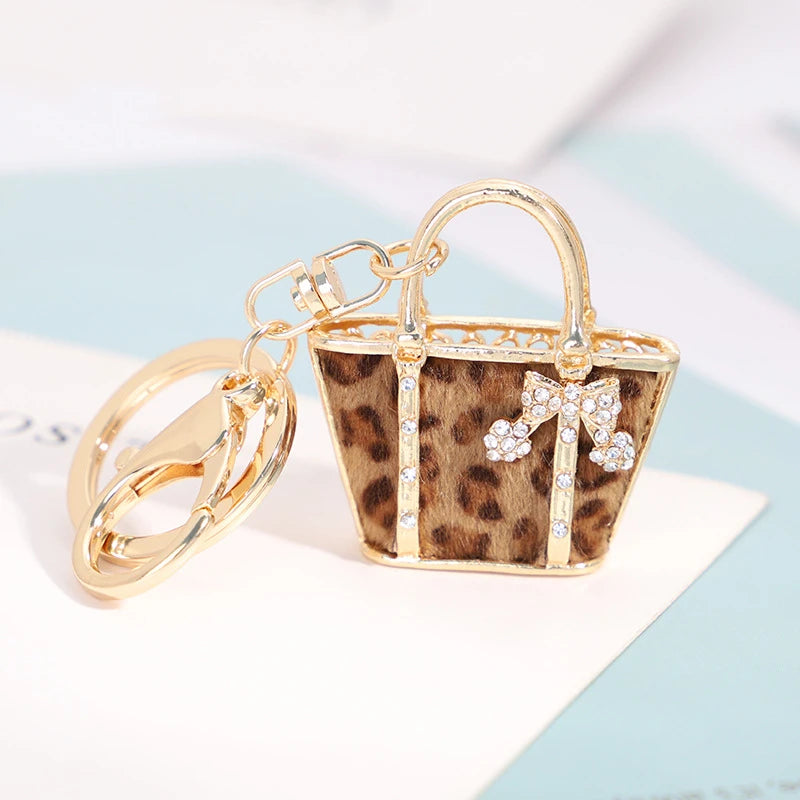 Leopard Print Bag Charm Key Chain | Creative Car Gift Pendant