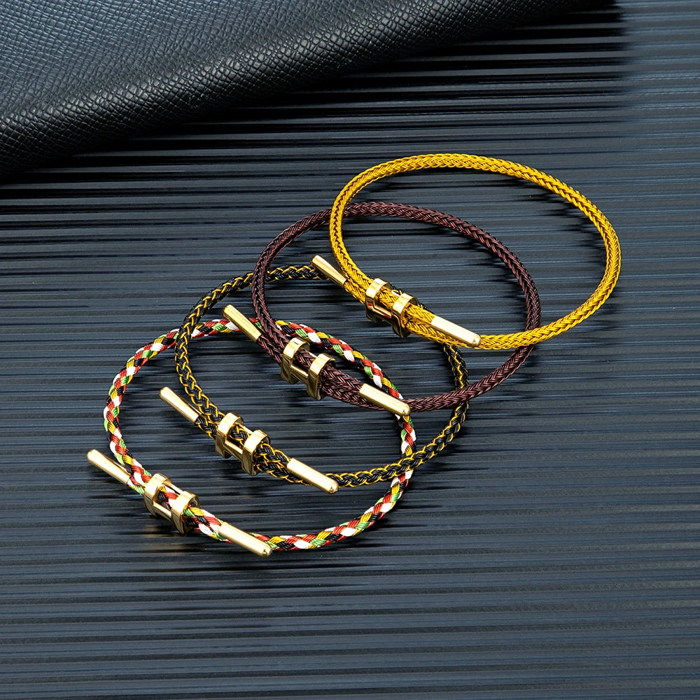 Luxury Multicolor Charm Adjustable Bracelet Fashion No Fade Stainless Steel Wire Waterproof Rope Bracelet for Men Women Jewelry