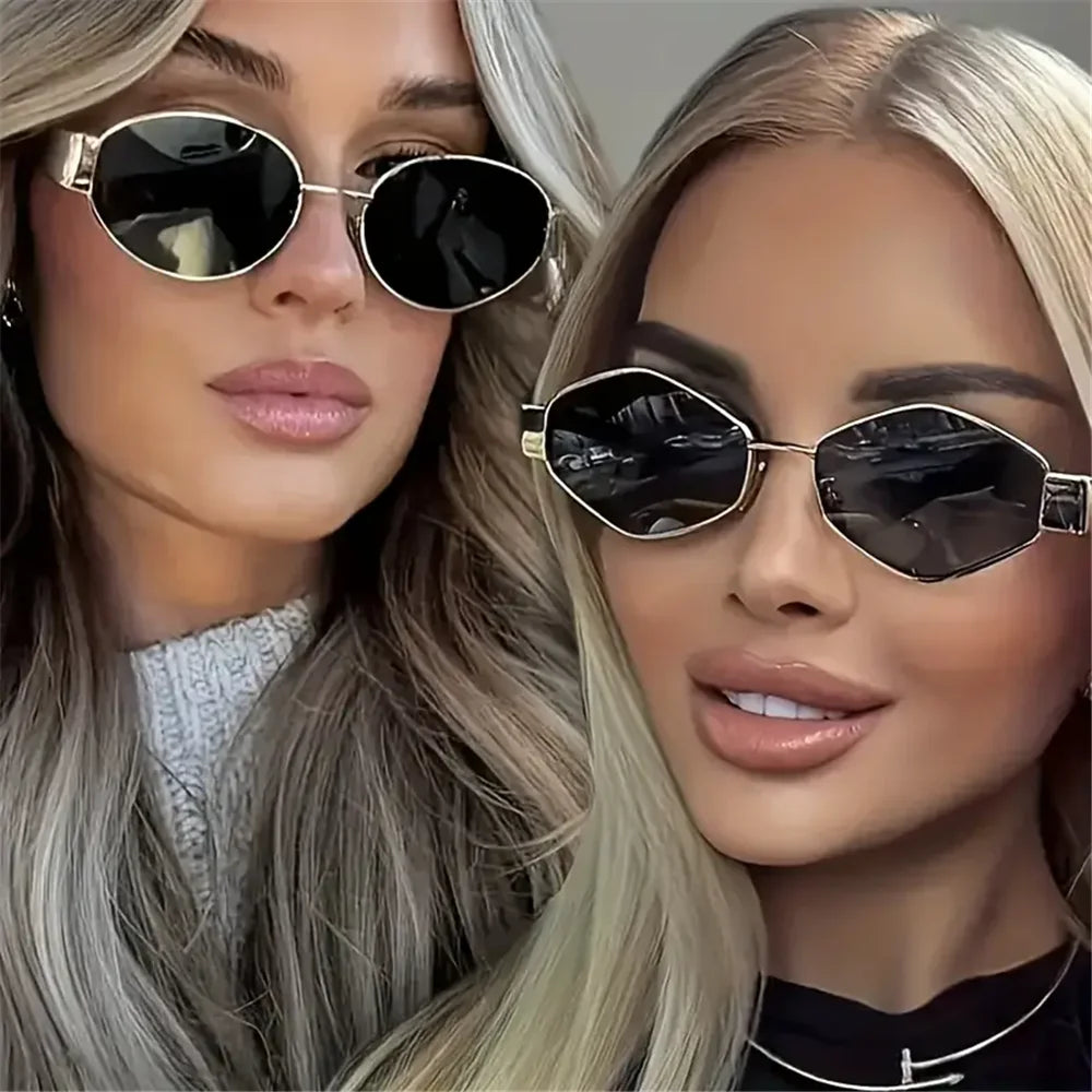 2PCS  Vintage Punk Style Sunglasses  Retro Round Metal Frame Women Sun Glasses Fashion Eyewear