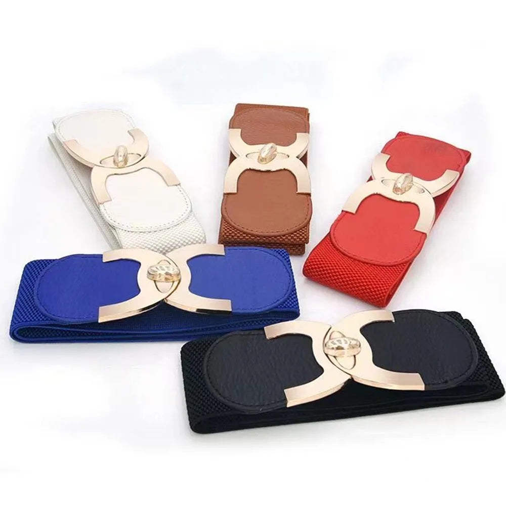 Women's Classic Elastic Wide Belt | Trendy Buckle Waist Belt for Dresses & Outfits