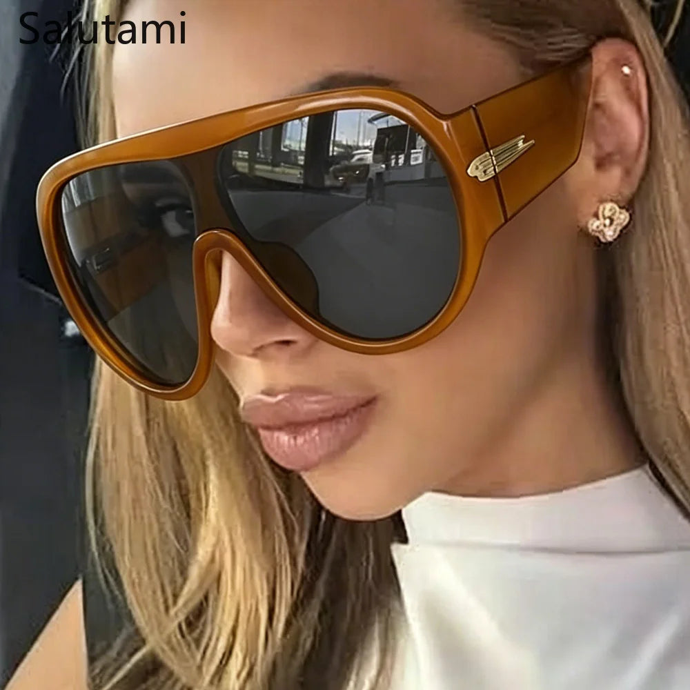 Oversized Shield Sunglasses – One-Piece Wraparound Lens, UV400 Gradient
