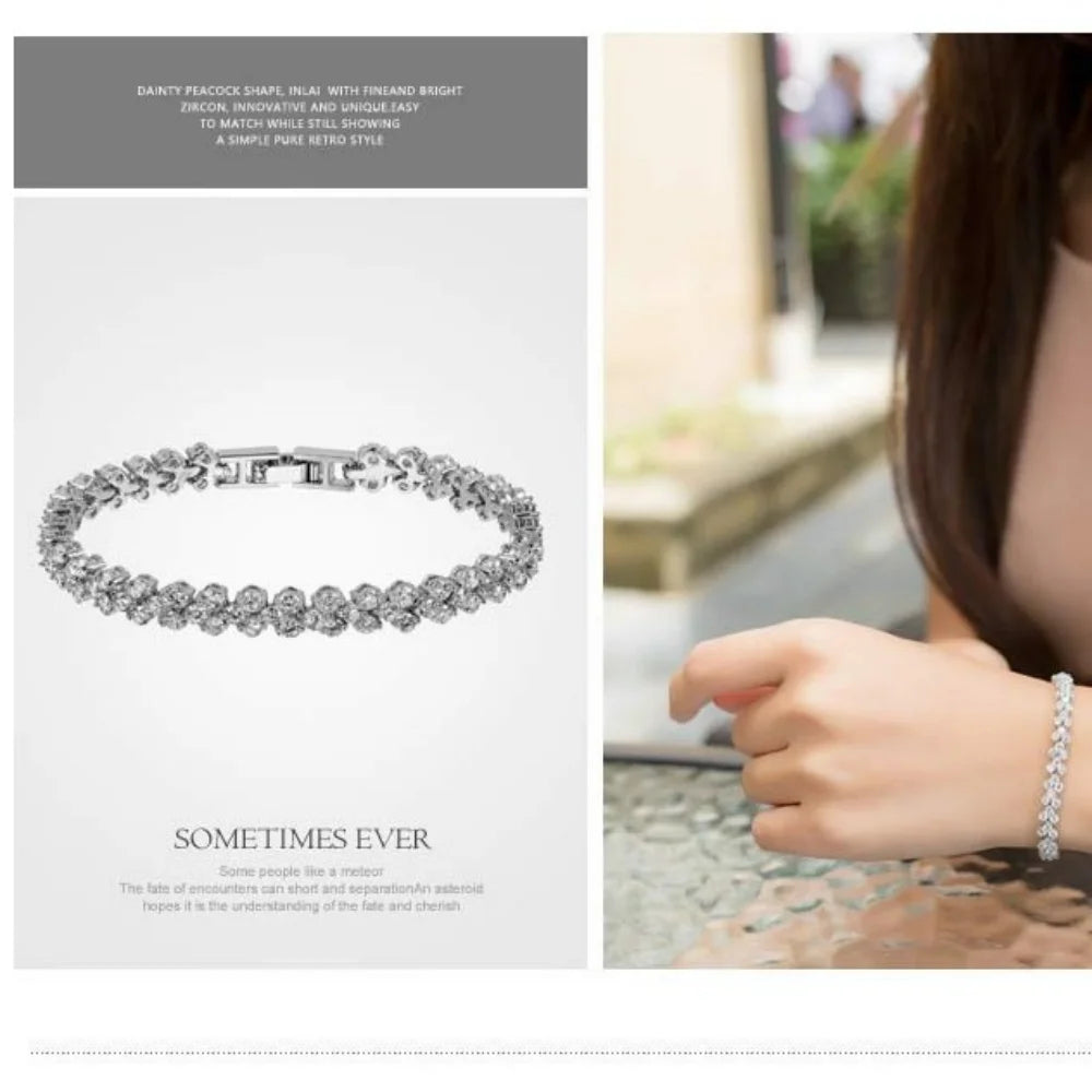 925 Sterling Silver Bracelet Inlaid With Aaaaa Love Zircon Ladies Fashion Birthday Party Wedding Valentine's Day Jewelry Gift