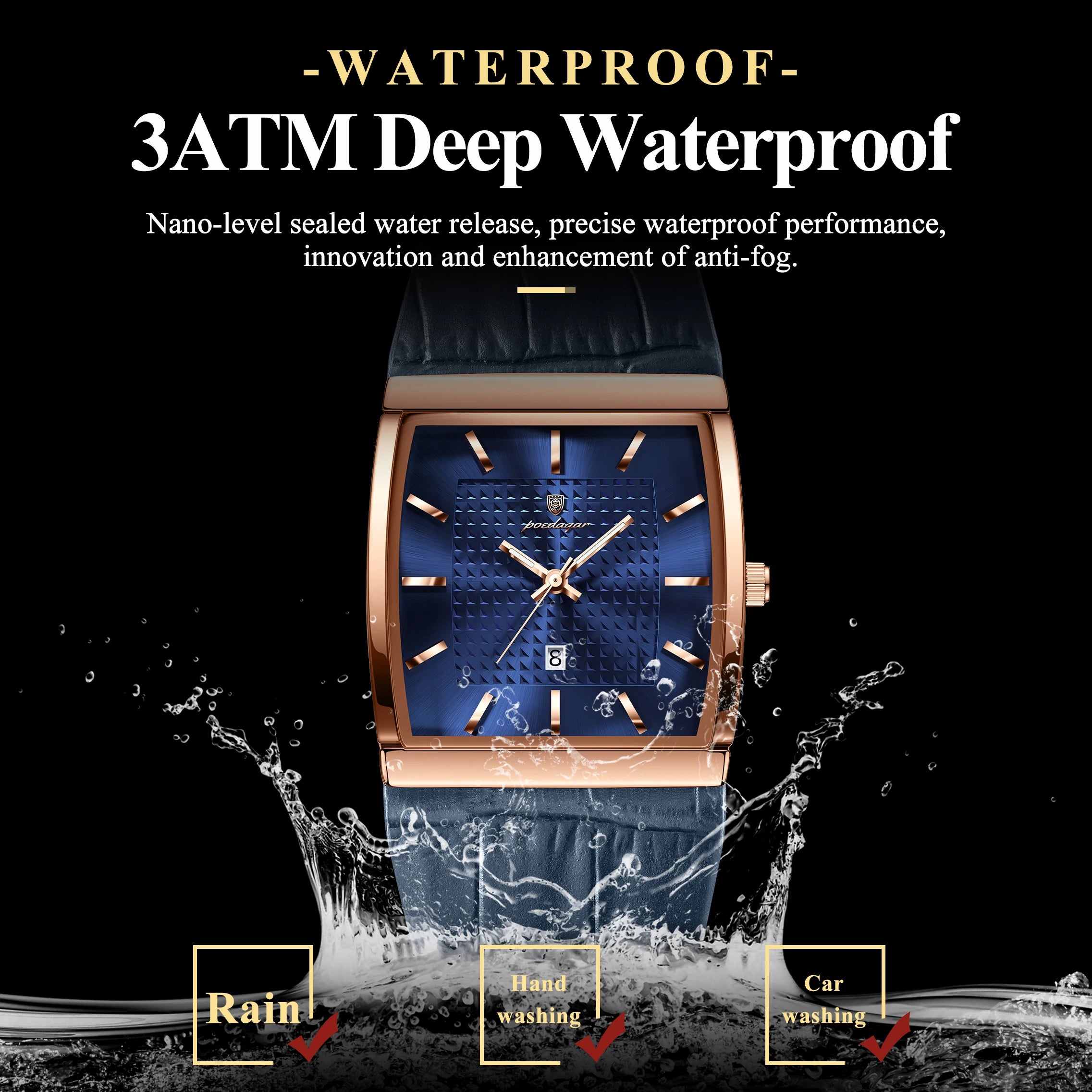 POEDAGAR Top High Quality Men Clock Date Waterproof Fashion Luminous Watch For Man Leather Luxury Men's Quartz Watches Reloj+Box