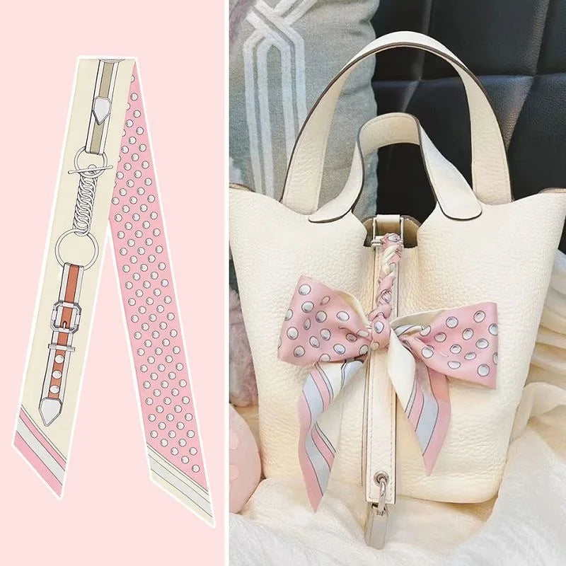 Printed Long Scarf Ribbon – Polka Dot Bag Handle Decoration & Hair Streamer for Women