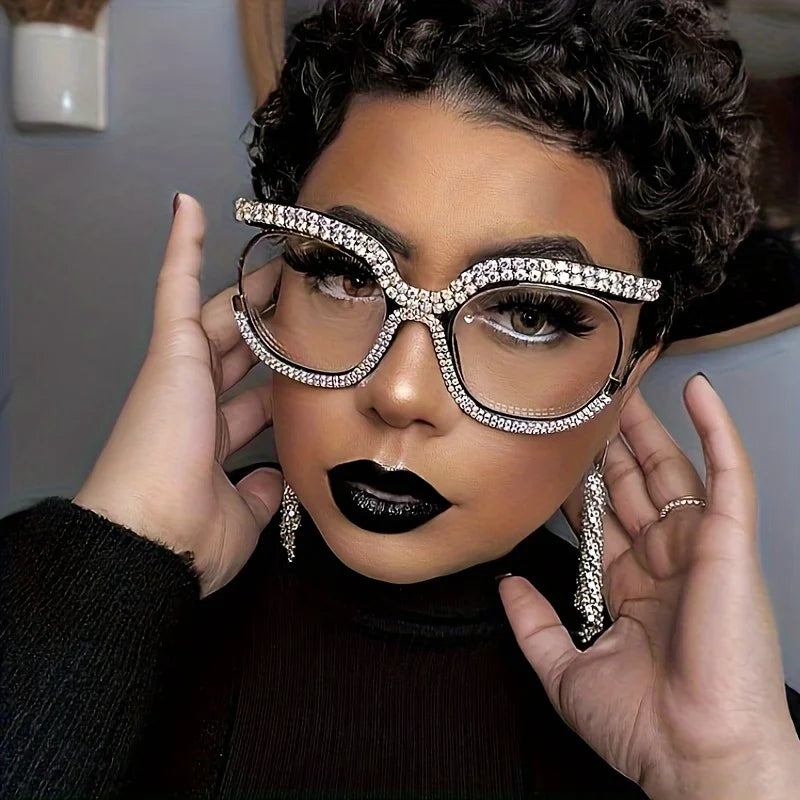 Rhinestone Fashion Glasses — Oversized Glamour Eyewear & Crystal Embellished Frames for Women
