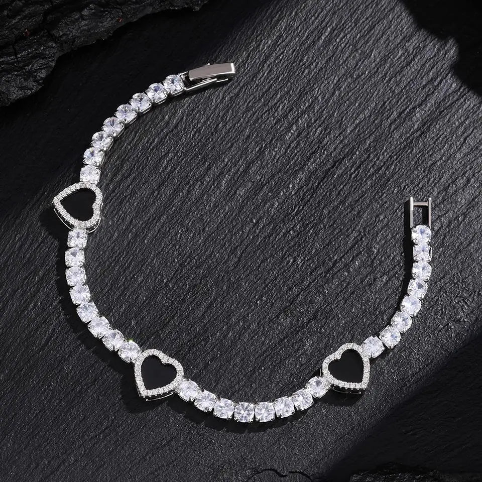 ZAKOL Sparkling Heart Shape Cubic Zirconia Tennis Bracelet For Women Trendy Stackable Wedding Party Daily Jewelry Gift