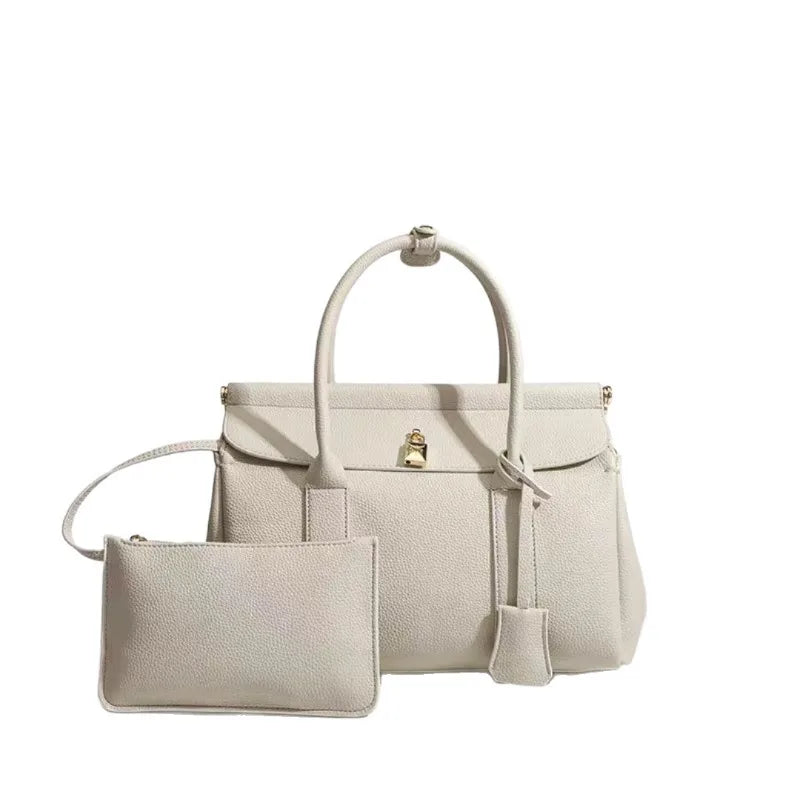 Leather Canvas Large Capacity Tote Bag – Versatile Commuter Messenger Handbag for Women in 9 Colors