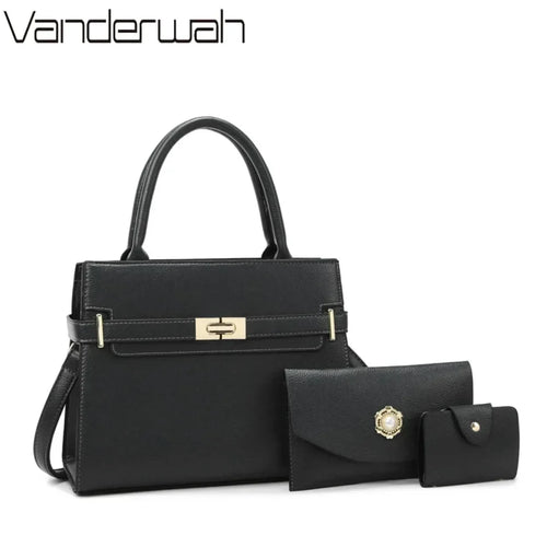 3-Piece Luxury Handbag Set | Women's PU Leather Shoulder Bag, Crossbody & Coin Purse Bundle