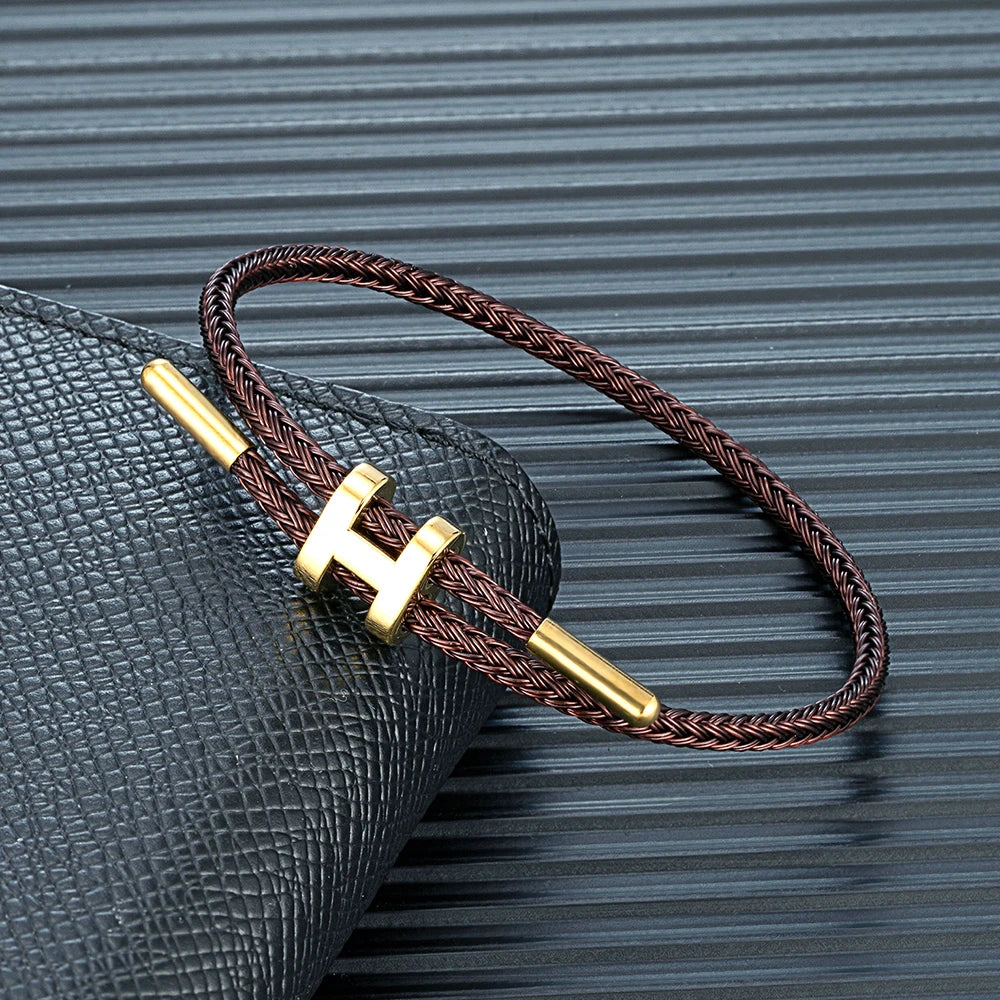 Luxury Multicolor Charm Adjustable Bracelet Fashion No Fade Stainless Steel Wire Waterproof Rope Bracelet for Men Women Jewelry