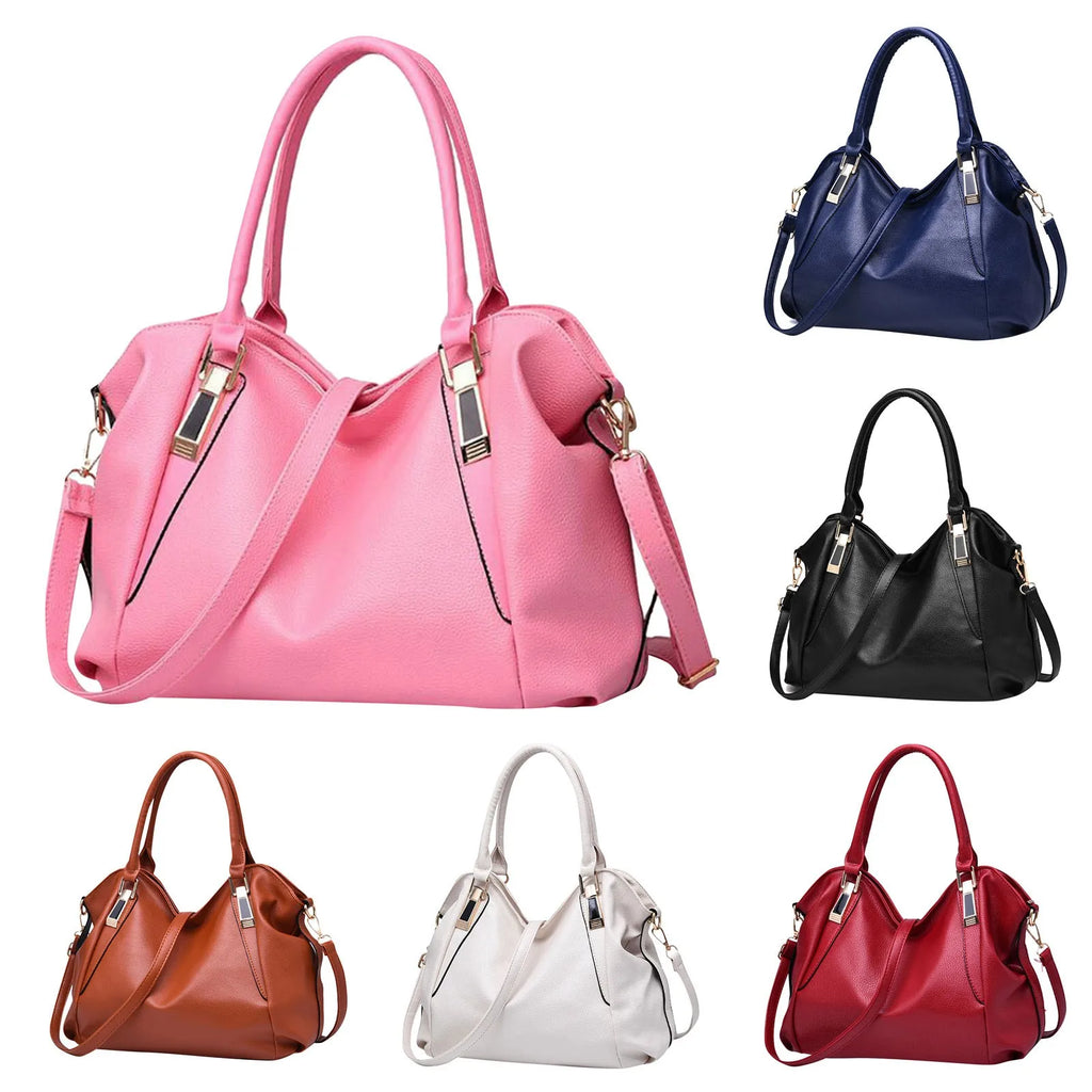 Women'S Fashion Soft Leather Handbag Classic Temperamental Large Capacity Top-Handle Bags Daily One Shoulder Crossbody Bag