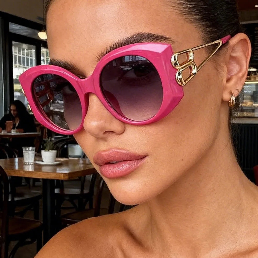 Cat Eye Sunglasses for Women – UV400 Photochromic Gradient Lenses, Vintage Hollow Frame