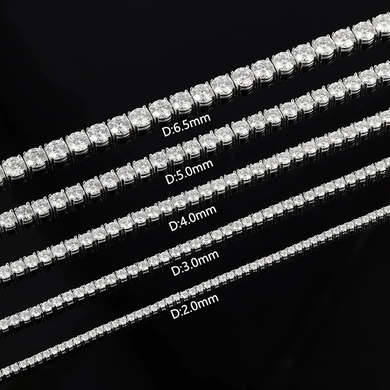 3mm D VVS1 Moissanite Tennis Bracelet Original s925 Sterling Silver Plated 18k White Gold with GRA Necklace for Women Man