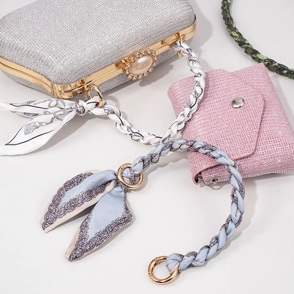 Handbag Accessory Metal Alloy Silk Scarf Bag Chain Detachable Bow Ribbon Handbag Strap Scarf Metal Chain Handbag