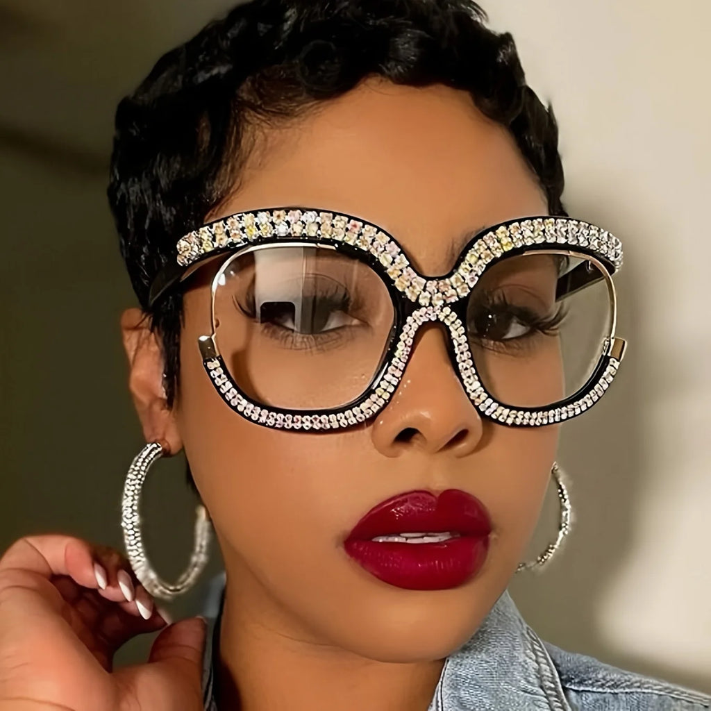 Rhinestone Fashion Glasses — Oversized Glamour Eyewear & Crystal Embellished Frames for Women
