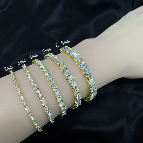 3mm D VVS1 Moissanite Tennis Bracelet Original s925 Sterling Silver Plated 18k White Gold with GRA Necklace for Women Man
