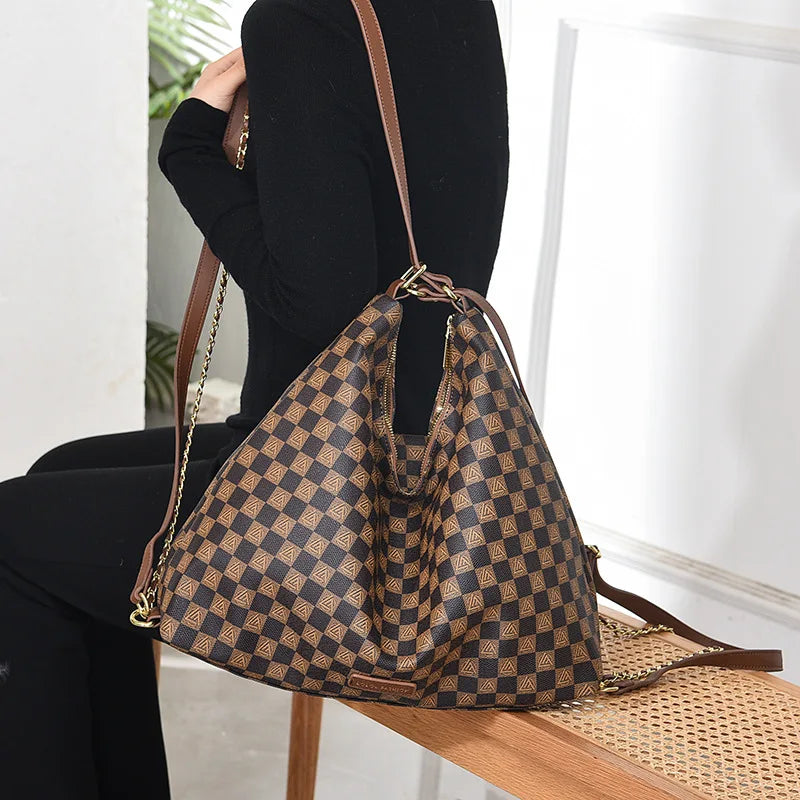 Large Capacity Minimalist Tote Bag – Multi-Wear PU Shoulder, Crossbody & Underarm Bag for Women