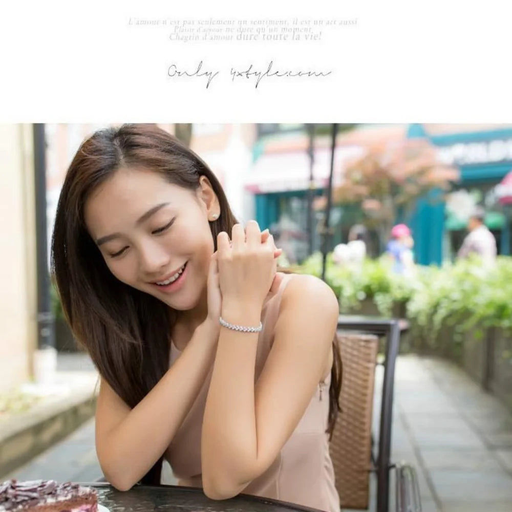925 Sterling Silver Bracelet Inlaid With Aaaaa Love Zircon Ladies Fashion Birthday Party Wedding Valentine's Day Jewelry Gift
