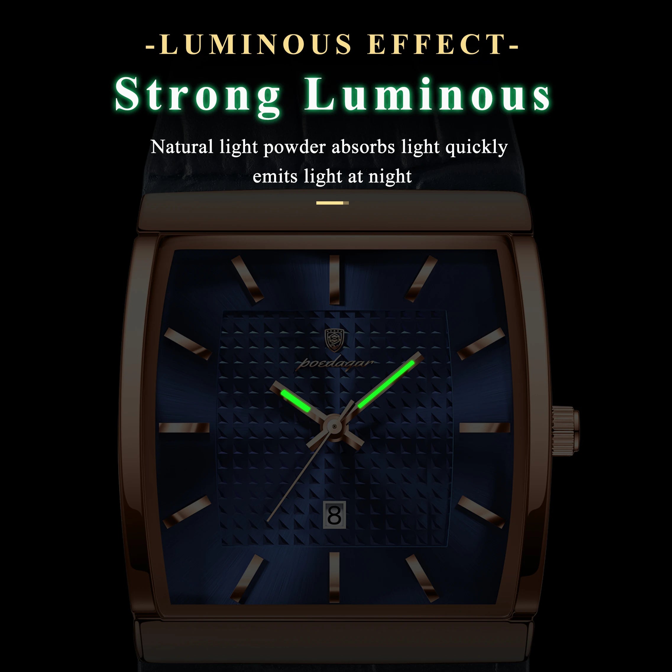 POEDAGAR Top High Quality Men Clock Date Waterproof Fashion Luminous Watch For Man Leather Luxury Men's Quartz Watches Reloj+Box