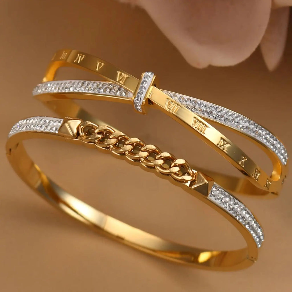 XB-072 Charm Stainless Steel Jewelry Crystal Bracelets Cross Roman Numerals Bangle For Women's Who Love Gifts Wholesale