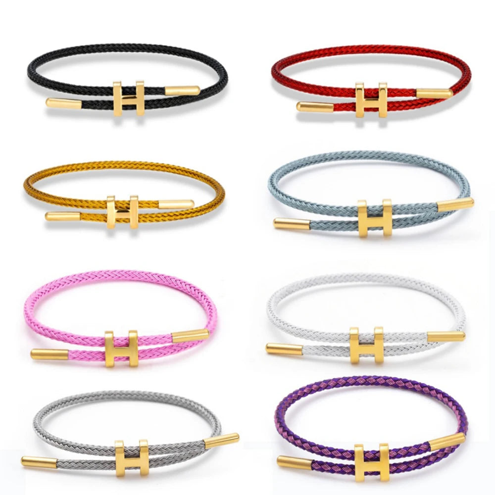 Luxury Multicolor Charm Adjustable Bracelet Fashion No Fade Stainless Steel Wire Waterproof Rope Bracelet for Men Women Jewelry