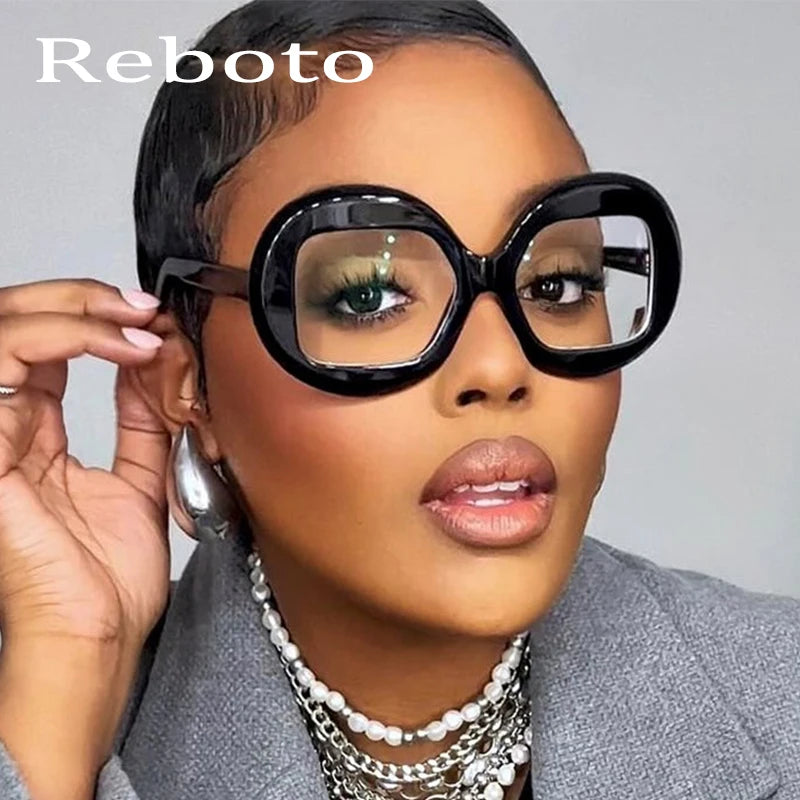 Luxury Brand Round Glasses Women Spectacles Frame High Quality Oversized Red Green Red Fashion Eyeglass Frames Big Frame Unique