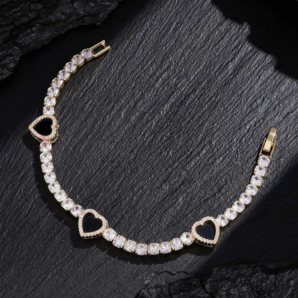 ZAKOL Sparkling Heart Shape Cubic Zirconia Tennis Bracelet For Women Trendy Stackable Wedding Party Daily Jewelry Gift