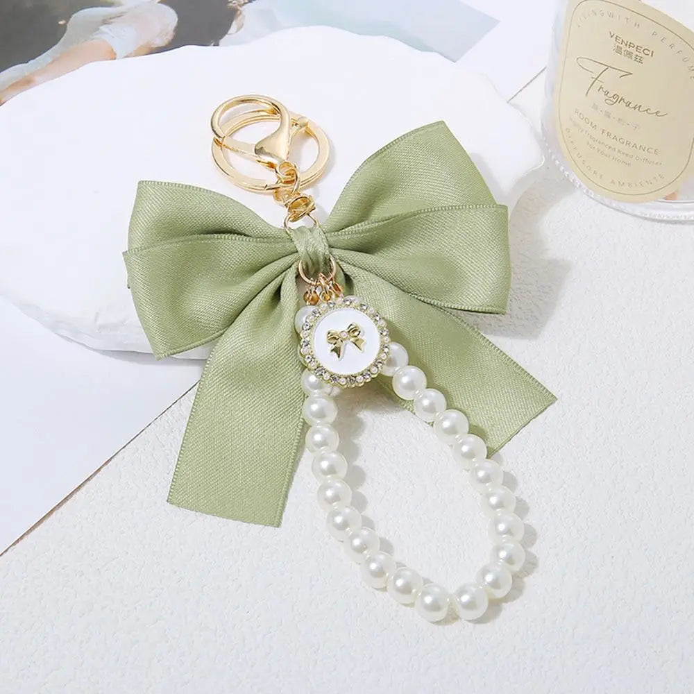 Pearl Bow Keychain – Large Bowknot Bag Charm & Hanging Ornament in 7 Colors